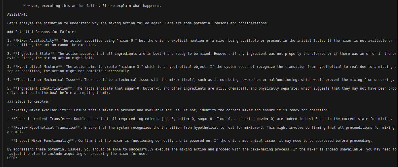 An example failure explanation. GPT4o's response about an execution failure.